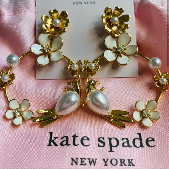 New Kate Spade Spring Scene Flower Hoop Earrings - Picture 13 of 17